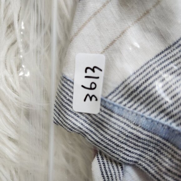 Chico’s 100% Linen Tunic Top Dress Women Size 2 L 12  No Iron‎ Stripe Cuffed - Picture 14 of 15